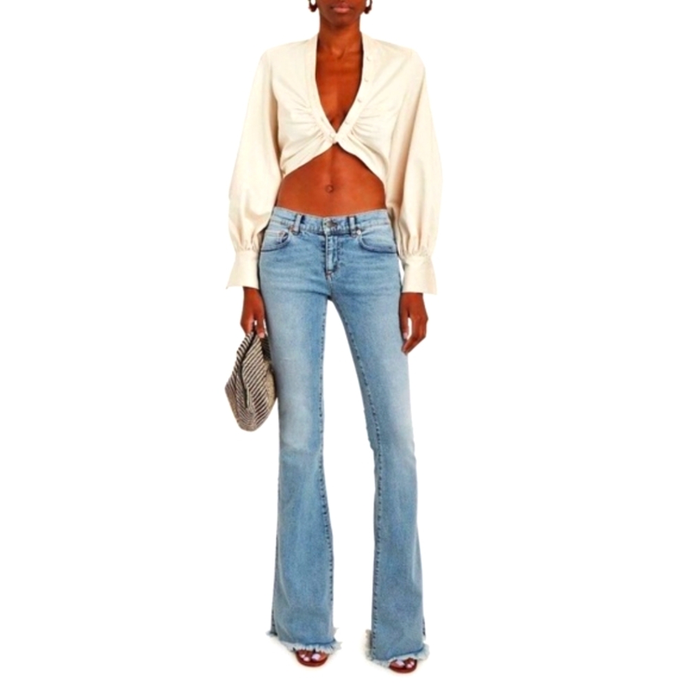 SER.O.YA Demi Flare Jeans Mid Rise Raw Hem Sorrento Size 25